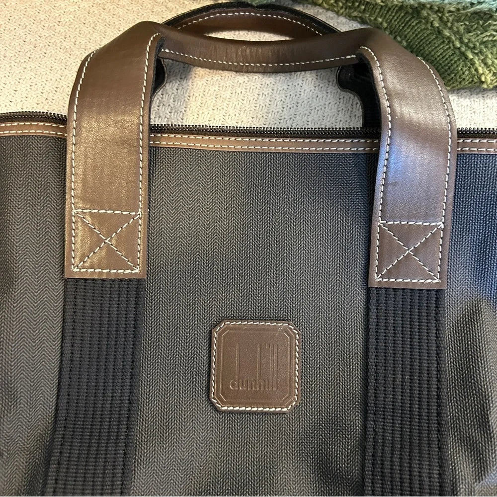 DUNHILL Men’s Brown and Black Travel Weekender Quiet Luxury Duffel Bag